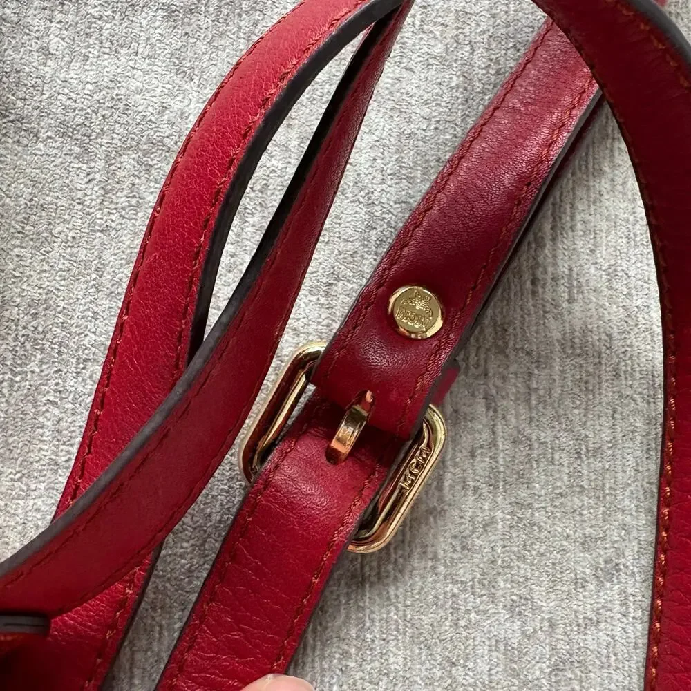 Authentic MCM Red Leather Shoulder Bag